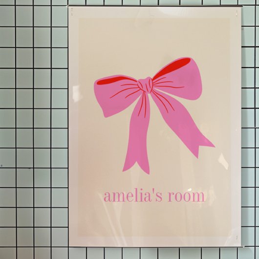Roze en Rode Girly Coquette Bow Gepersonaliseerde  Poster