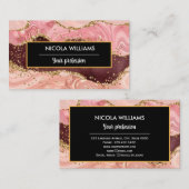 Roze en rode glitter marmer Agate Visitekaartje (Voorkant / Achterkant)