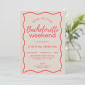Roze en Rode Golf Bachelorette Weekend Itinerarium Kaart (Staand voorkant)