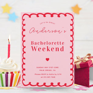 Roze en Rode Golf Bachelorette Weekend Kaart