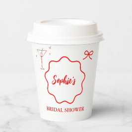 Roze en Rode Golfachtige Retro Rand Bruiloftsfeest Papieren Bekers