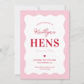 Roze en Rode Golvende Meisjes Uitstap Feest Kaart (Voorkant)