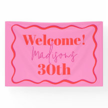 Roze en rode golvende rand 30e verjaardag