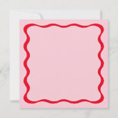 Roze en Rode Golvende Retro Vierkante Inzetstuk Kaart (Achterkant)