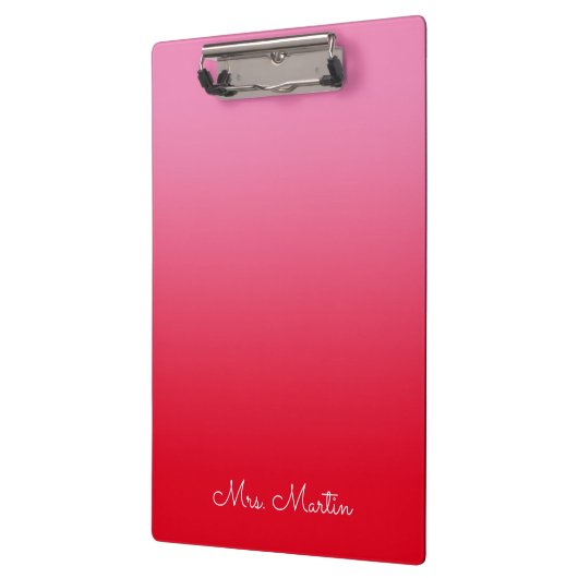 Roze en Rode Gradiënt Gepersonaliseerde Leraar Klembord (Links)