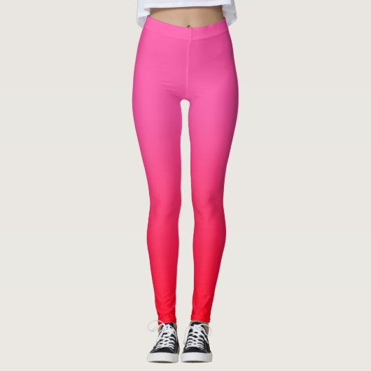 Roze en rode gradiënt leggings (Voorkant)