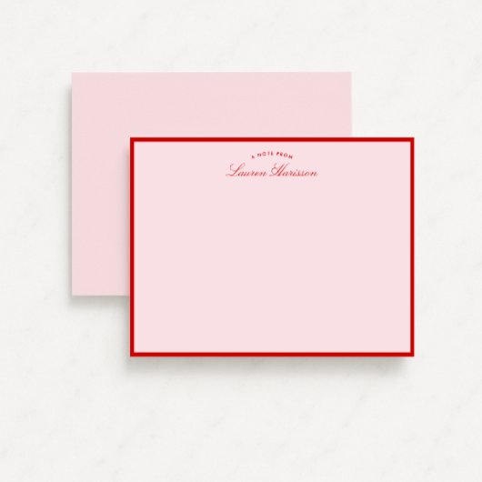 Roze en Rode grens Modern Stationery Note Kaart