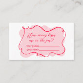 Roze en rode hand getekend golvend hoeveel kussen informatiekaartje (Voorkant)