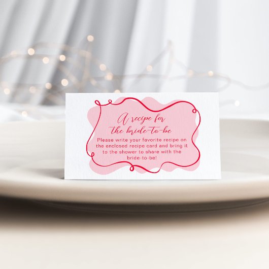 Roze en rode hand getrokken golvende recept voor d informatiekaartje