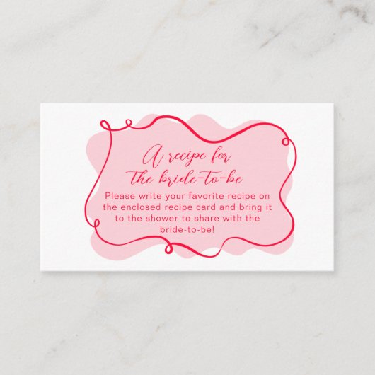 Roze en rode hand getrokken golvende recept voor d informatiekaartje (Voorkant)