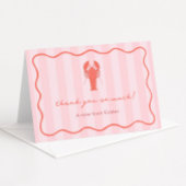 Roze en rode handgetekende kreeft Vrijgezellenfees Bedankkaart