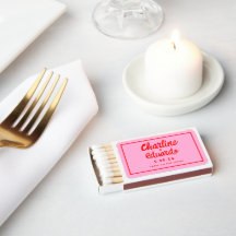 Roze en rode handschriftherretro Wedstrijkdozen