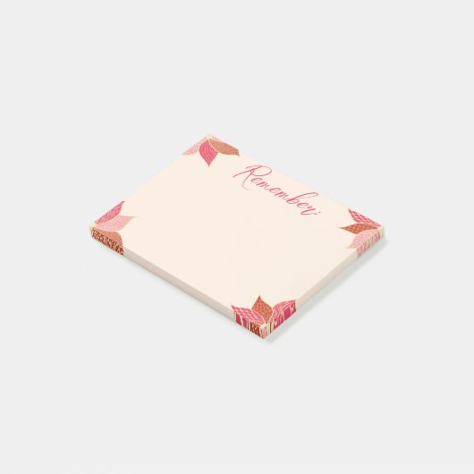 Roze en rode Happy Flower Post-it® Notes (Schuin)