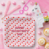 Roze en rode Happy Valentijn's Day Hartpatroon Papieren Bordje (Feest)