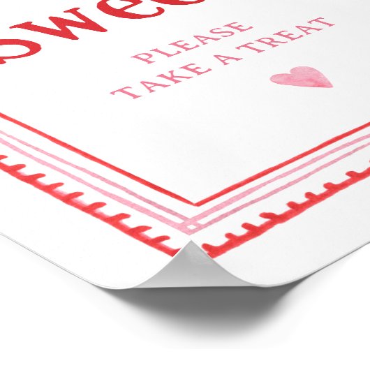 Roze en Rode Hart Baby's zijn Sweet Treat teken Poster (Hoek)