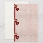 Roze en Rode Hart Ballonnen Liefde Note Sheets Briefpapier (Voorkant / Achterkant)