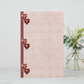 Roze en Rode Hart Ballonnen Liefde Note Sheets Briefpapier (Staand voorkant)