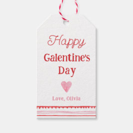 Roze en Rode Hart Gelukkig Galentine's Day  Cadeaulabel