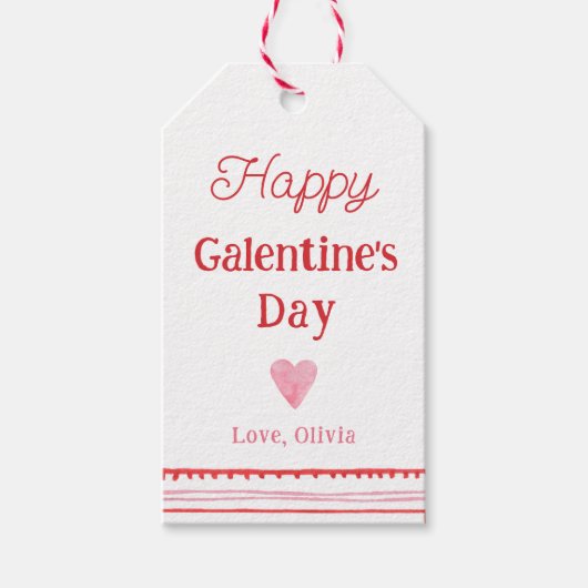 Roze en Rode Hart Gelukkig Galentine's Day Cadeaulabel (Voorkant)