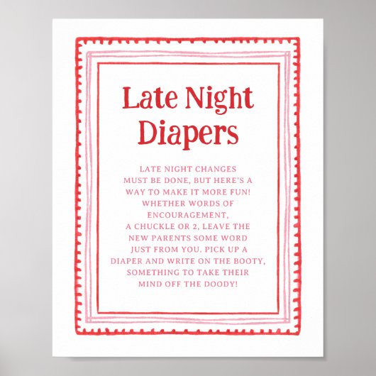 Roze en Rode Hart Late Night Luierspel Poster (Voorkant)
