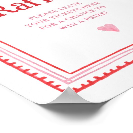 Roze en Rode Hart Luier Raffle Teken Poster (Hoek)