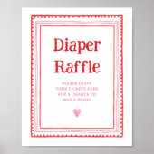 Roze en Rode Hart Luier Raffle Teken Poster (Voorkant)
