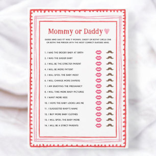 Roze en Rode Hart Mamma of Papa Spel Kaart