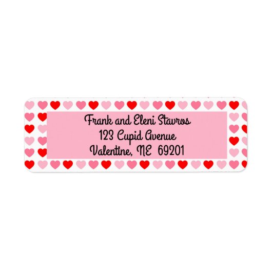 Roze en Rode Hart Valentijn Liefdespatroon Etiket (Voorkant)