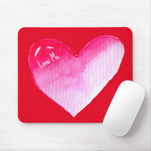 Roze en rode hart waterverf pop art valentijn muismat