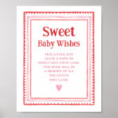 Roze en Rode Hart Zoete Baby Wensen Bord Poster (Voorkant)