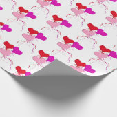 Roze en Rode Hartballonnen op Wit Cadeaupapier (Hoek)