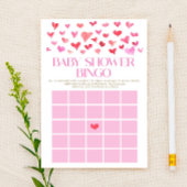 Roze en rode harten Bingo Baby shower Game Briefpapier