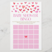 Roze en rode harten Bingo Baby shower Game Briefpapier (Voorkant)