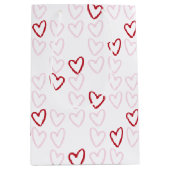 Roze en rode harten Gift Bag Medium Cadeauzakje (Voorkant)