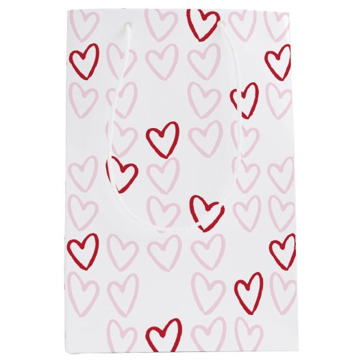 Roze en rode harten Gift Bag Medium Cadeauzakje (Voorkant)