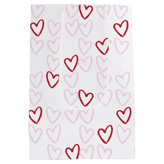 Roze en rode harten Gift Bag Medium Cadeauzakje (Achterkant)