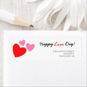 Roze en rode harten Happy Love Day Etiket (Insitu)