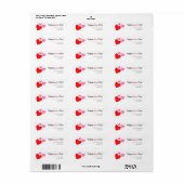 Roze en rode harten Happy Love Day Etiket (Full Sheet)