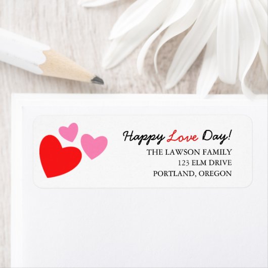 Roze en rode harten Happy Love Day Valentijn Etiket (Insitu)