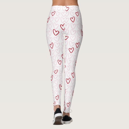 Roze en rode harten Leggings van vrouwen (Achterkant)
