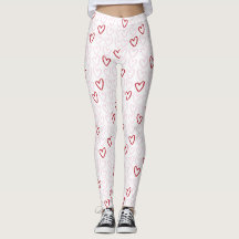 Roze en rode harten Leggings van vrouwen