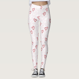 Roze en rode harten Leggings van vrouwen