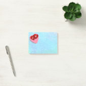 Roze en rode harten met gepersonaliseerde initiale post-it® notes (Kantoor)