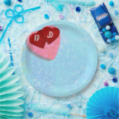 Roze en rode harten met persoonlijke Initialen Papieren Bordje (Feest)