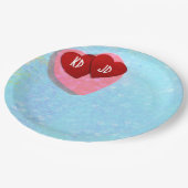 Roze en rode harten met persoonlijke Initialen Papieren Bordje (Gekanteld)