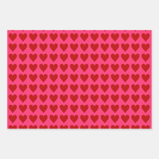 Roze en rode harten met Valentijn Roze Inpakpapier Vel (Voorkant)