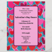 Roze en rode harten op Blue Valentijn Dance Briefhoofd (Voorkant)