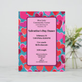 Roze en rode harten op Blue Valentijn Dance Briefhoofd (Staand voorkant)