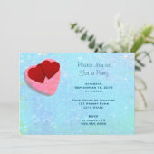 Roze en rode harten op een Blauwe Generische Parti Kaart (Staand voorkant)