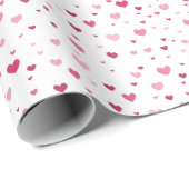 Roze en Rode Harten Op Wit Cadeaupapier (Rol Hoek)